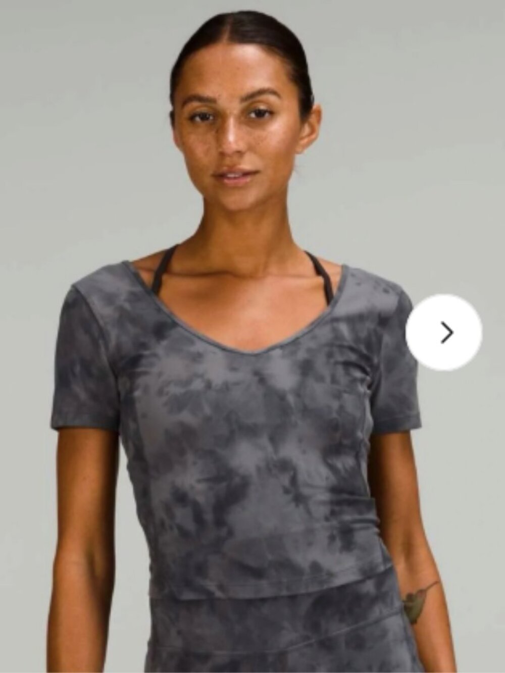 lululemon athletica Women's Cropped Top in Charcoal Tie-Dye size 6